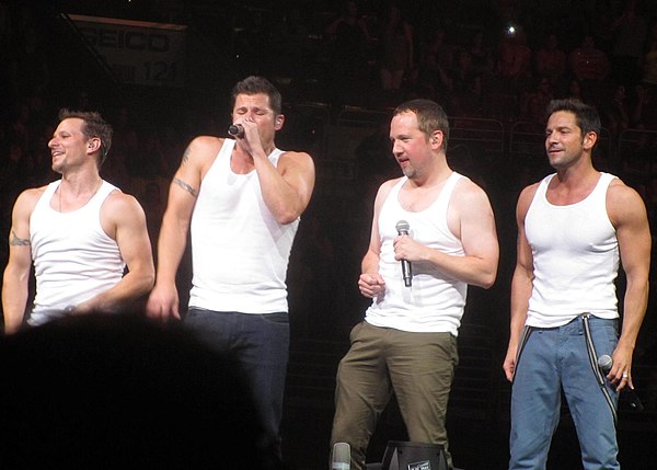 98 Degrees performing on The Package Tour in 2013.