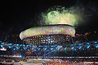 Opening Ceremony of the XIX Commonwealth Games held in Delhi. A spectacular view of Jawahar Lal Nehru stadium during the opening ceremony of the 19th Commonwealth Games 2010-Delhi, in New Delhi on October 03, 2010.jpg