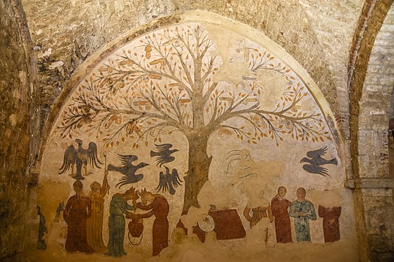 Arbre dels fal·lus al Fresc de la Fertilitat en Massa Marittima (c. 1265)