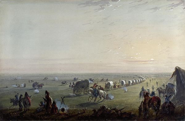 Breaking up Camp at Sunrise, by Alfred Jacob Miller