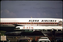 The involved aircraft in 1973 in a previous livery Aloha Airlines-553961.jpg