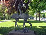 Sculpture flamingo group