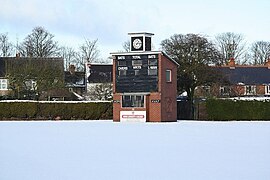 Appleby Frodingham Cricket Club scoreboard, Scunthorpe, Lincolnshire, England.jpg