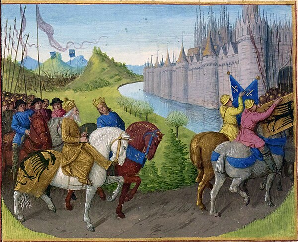 Arrivée de la deuxième croisade devant Constantinople.