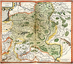 Карта князівства з підписом «Литва», 1596 рік