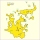 Carte du centre du village de Baarle, mettant en évidence une partie des enclaves des deux pays. Les zones coloriées en jaune sont belges, les autres néerlandaises.