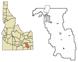 Location of Downey in Bannock County, Idaho.