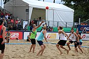 Deutsch: Beachhandball Europameisterschaften 2019 (Beach handball Euro); Tag 6: 7. Juli 2019 – Männerfinale, Dänemark-Norwegen 2:0 (25:18, 19:16) English: Beach handball Euro; Day 6: 7 July 2019 – Men's Final – Denmark-Norway 2:0 (25:18, 19:16)