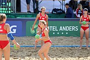 Deutsch: Beachhandball Europameisterschaften 2019 (Beach handball Euro); Tag 4: 5. Juli 2019 – Frauen, Viertelfinale, Kroatien-Ukraine 2:0 (21:20, 21:18) English: Beach handball Euro; Day 4: 5 July 2019 – Quarter Final Women – Croatia-Ukraine 2:0 (21:20, 21:18)