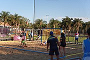 Deutsch: Beachhandball bei den Olympischen Jugendspielen 2018; Tag 3, 9. Oktober 2018; Mädchen, Vorrunde, Gruppe B - Venezuela-Niederlande 1:2 English: Beach handball at the 2018 Summer Youth Olympics at 9 October 2018 – Girls Preliminary Round Group B‎ – Venezuela-Netherlands 1:2