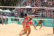 Deutsch: Beachvolleyball bei den Olympischen Jugendspielen 2018; Tag 11, 17. Oktober 2018; Mädchen, Finale – Italien (Claudia Scampoli & Nicol Bertozzi)- Russland (Maria Woronina & Maria Botscharow) 0:2 (19–21/19–21) English: Beach volleyball at the 2018 Summer Youth Olympics at 17 October 2018 – Girls Final – Italy (Claudia Scampoli & Nicol Bertozzi) - Russia (Maria Voronina & Maria Bocharova) 0:2 (19–21/19–21)