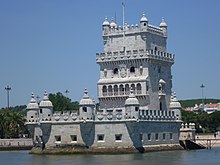 Belém Tower, a Manueline military outpost built in the Tagus river.