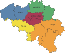 Map the five judicial areas of Belgium (French names) Belgium judicial 5 areas-fr.svg