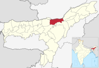 मानचित्र जिसमें विश्वनाथ ज़िला বিশ্বনাথ জিলা Biswanath district हाइलाइटेड है