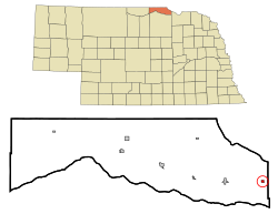 Boyd County Nebraska Incorporated and Unincorporated areas Monowi Highlighted.svg