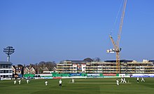 Retirement homes under construction in 2017 Building works at St Lawrence Ground (33927838955).jpg