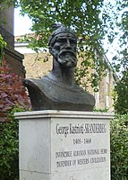 A bust of Skanderbeg on Inverness Terrace, Paddington, London where there is a sizeable Albanian community. The bust was unveiled in 2012 on the 100th anniversary of Albanian independence