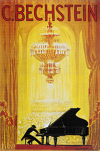 Affiche publicitaire pour le fabricant de pianos allemand Bechstein, publiée vers 1920. (définition réelle 4 205 × 6 341)