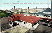 1908 postcard of Campello station Campello station and Keith factory 1908 postcard.JPG