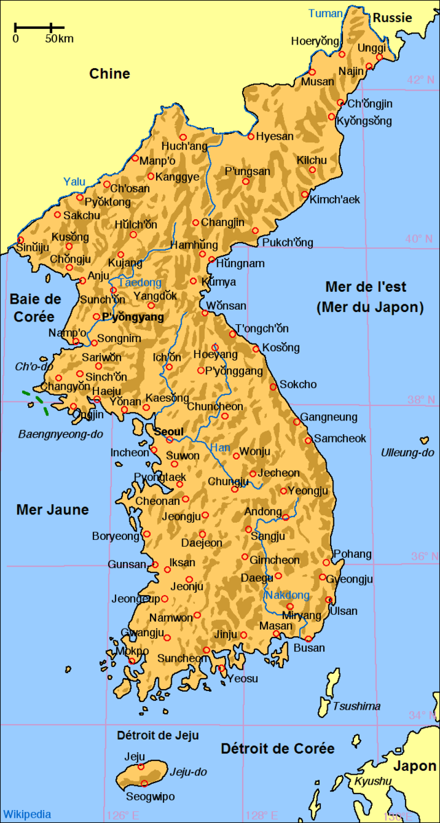Description de l'image Carte de Coree (ajout de la mention Russie).png.