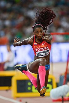 Caterine Ibarguen won gold in the triple jump event (pictured here at the 2015 World Championships Caterine Ibarguen Beijing 2015.jpg