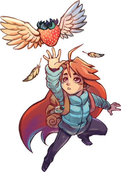 File:Celeste character Madeline with strawberry.png