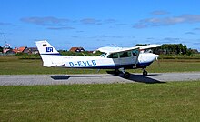 A Cessna 172 of Luftverkehr Friesland-Harle at Langeoog Airfield (2009).