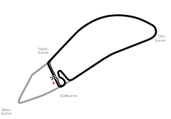 Het circuit in 1938 (grijs) en 1966 (zwart)