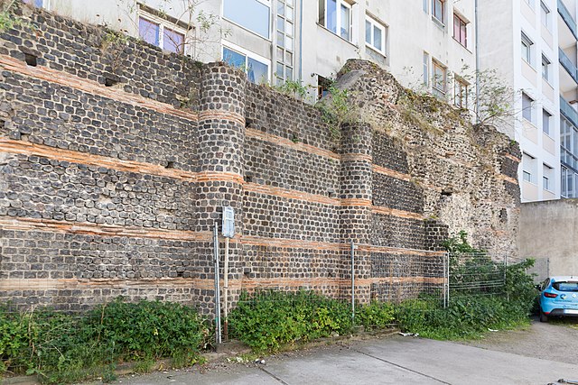 Only remaining Gallo-Roman wall of the Vasso Galate temple, Clermont-Ferrand.