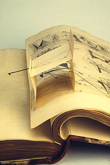 Page with pop-up part in Thomas Malton the Elder's book Treatise on Perspective (1775). Close-up of pop-up from Thomas Malton the Elder's book Treatise on Perspective.jpg