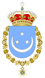 Coat of Arms of Fuad I of Egypt as Knight of the Order of Charles III.svg