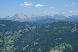 Luftaufnahme der Westauffahrt des Col de la Croix Fry