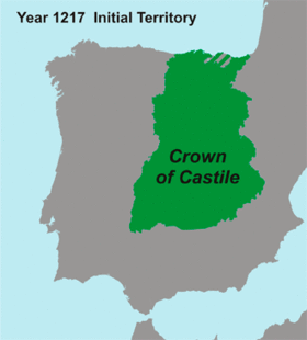מפת התפתחותה ההיסטורית-גאוגרפית של כתר קסטיליה