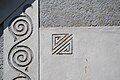 English: Detail of gable reliefs of Moravia Cinema. Čeština: Detail štítových reliéfů budovy kina Moravia.