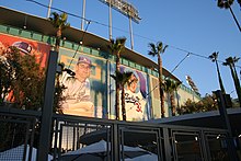 Former Dodger greats who played in both Brooklyn and Los Angeles adorn the exterior of Dodger Stadium. Dodgers Greats.JPG