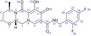 Dolutegravir numbered.svg