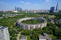 Unusual round-shaped plattenbau in Moscow