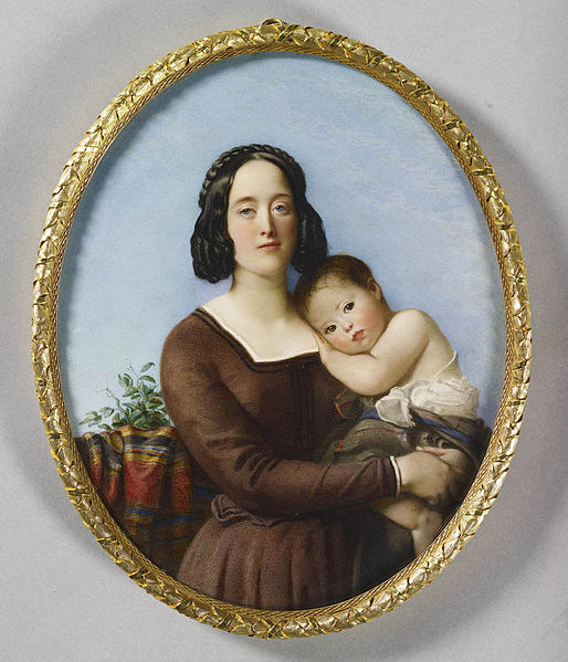 Watercolour of the Duchess with her daughter Lady Victoria by Robert Thorburn (1847)