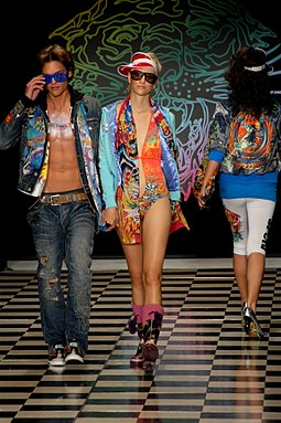 Male and female fashion models on the runway, Los Angeles Fashion Week, 2008 Ed Hardy Runway Models.jpg