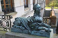 Classic Régence garden Sphinx in lead, Château Empain, the Parc d'Enghien ※, Belgium