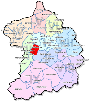 Lage von Holsterhausen im Stadtbezirk III Essen-West