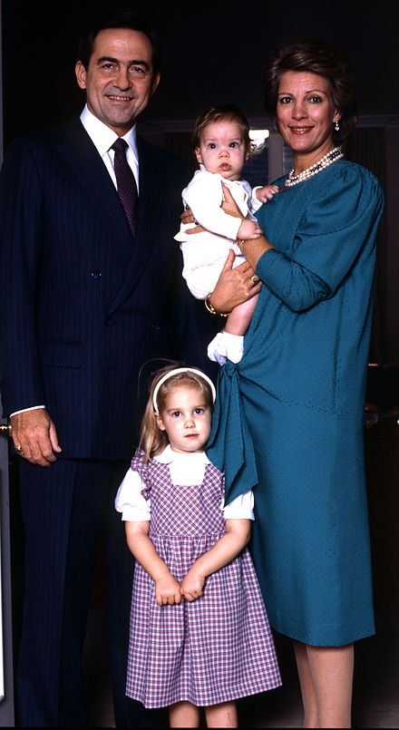 Constantine and his wife with their youngest children, Theodora and Philippos, by Allan Warren c. 1986