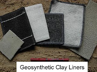 <span class="mw-page-title-main">Geosynthetic clay liner</span> Low hydraulic conductivity geomembrane with bentonite encapsulated in a geotextile