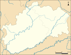 Mapa konturowa Górnej Saony, blisko centrum po prawej na dole znajduje się punkt z opisem „Pont-sur-l’Ognon”