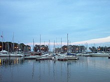 Belmont Harbor boasts a large marina. Gerald Farinas Belmont Harbor Chicago.jpg