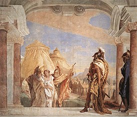 Giovanni Battista Tiepolo, Eurybates e Talthybius Leading Briseis a Agamenon, 1757.  Villa Valmarana[en], Vicenza, Itália