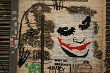 Une photographie de graffiti Joker à Londres, Angleterre