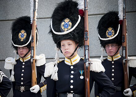 Grenadiers of the Swedish Life Guards in full dress uniform