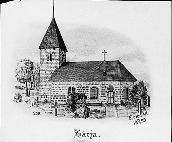 Kyrkan på teckning från 1899.