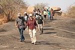 Frauke Quader in the forefront of a rock walk.